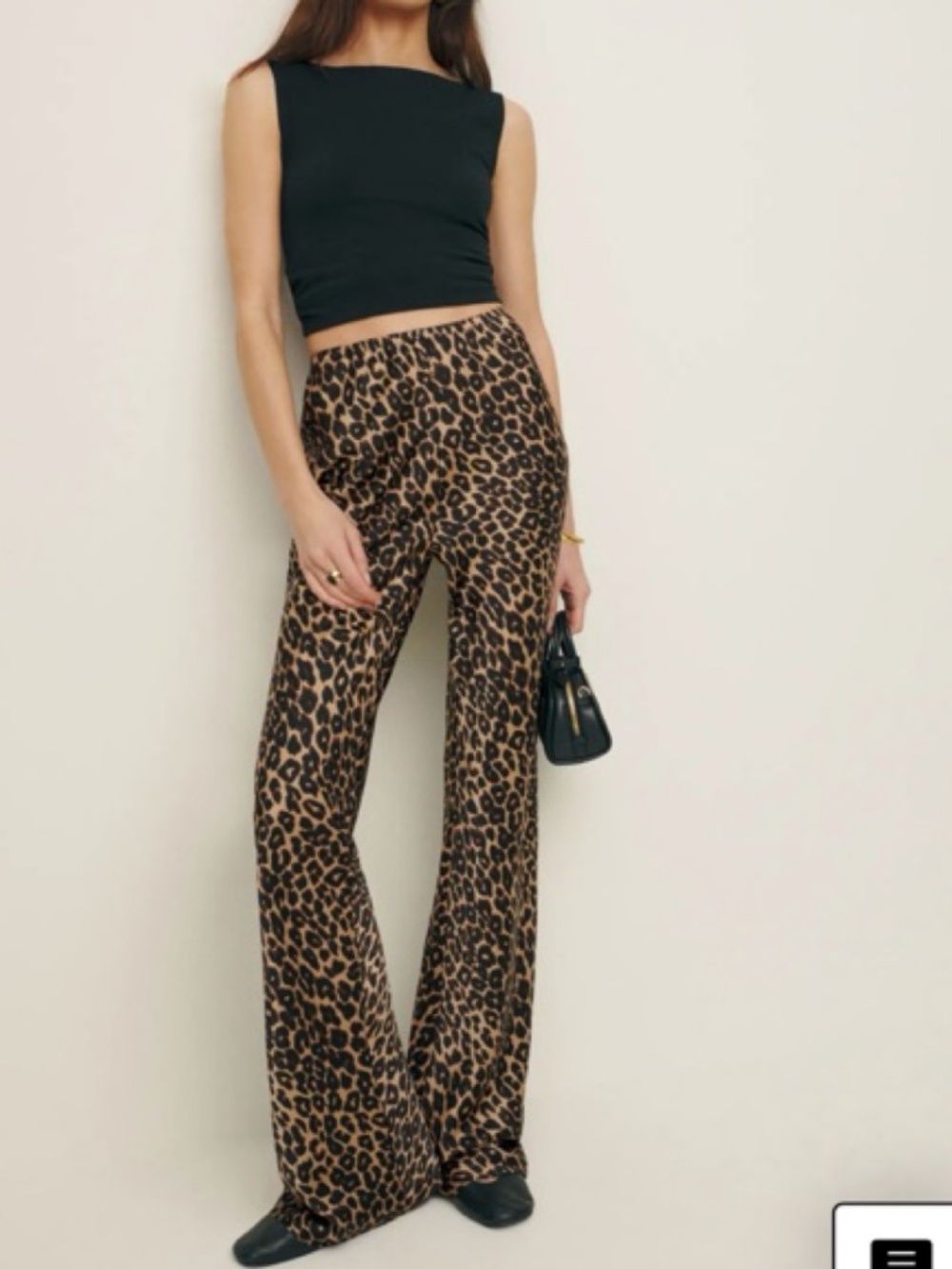 Reformation Gale Satin Mid Rise Bias Pant - Leopard